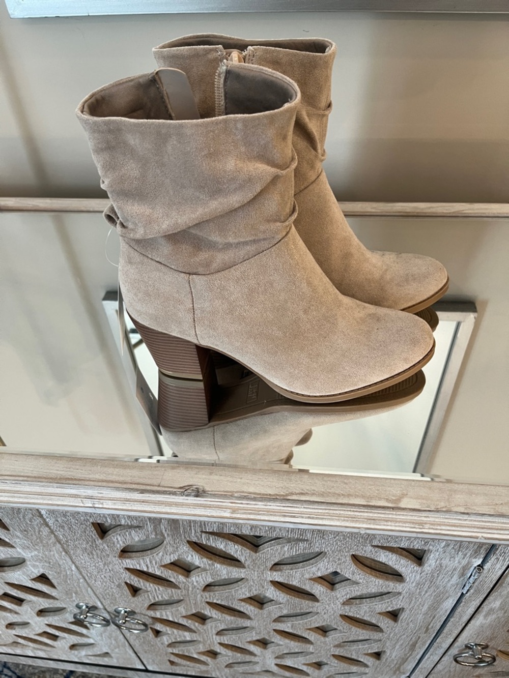 Women's Slouchy Suede Ankle Boots - Taupe